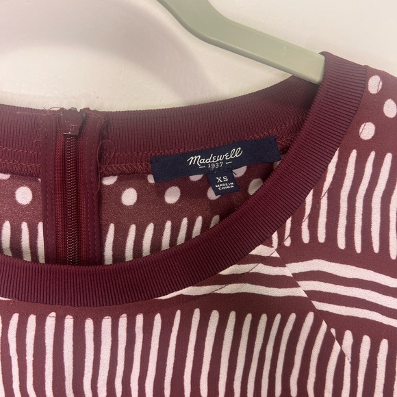Madewell Women's Burgundy & Cream Patterned Shirt Dress. - Picture 3 of 5
